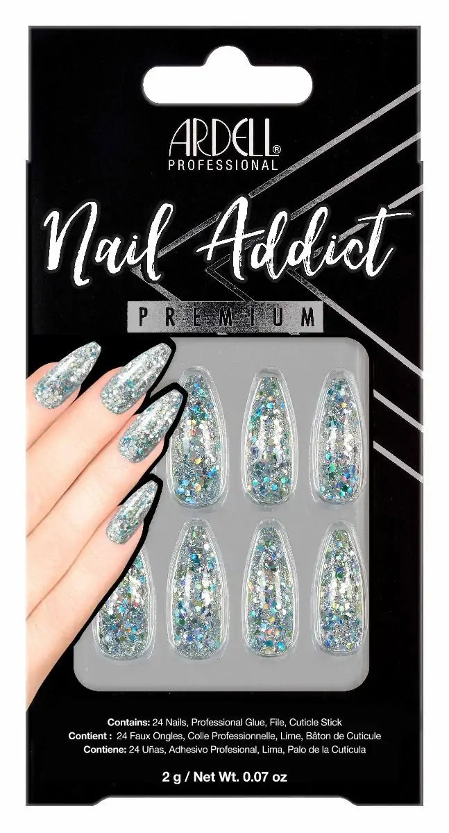 Ardell - Nail Addict Premium Blue Jeweled Glitter Press On Nails