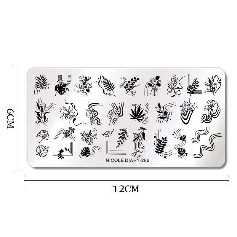 Nicole Diary - 286 Flower Stripes Stamping Plate
