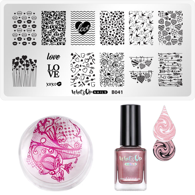 Whats Up Nails - Stamping Starter Kit (B041, Roses are Gold, Magnified Stamper)