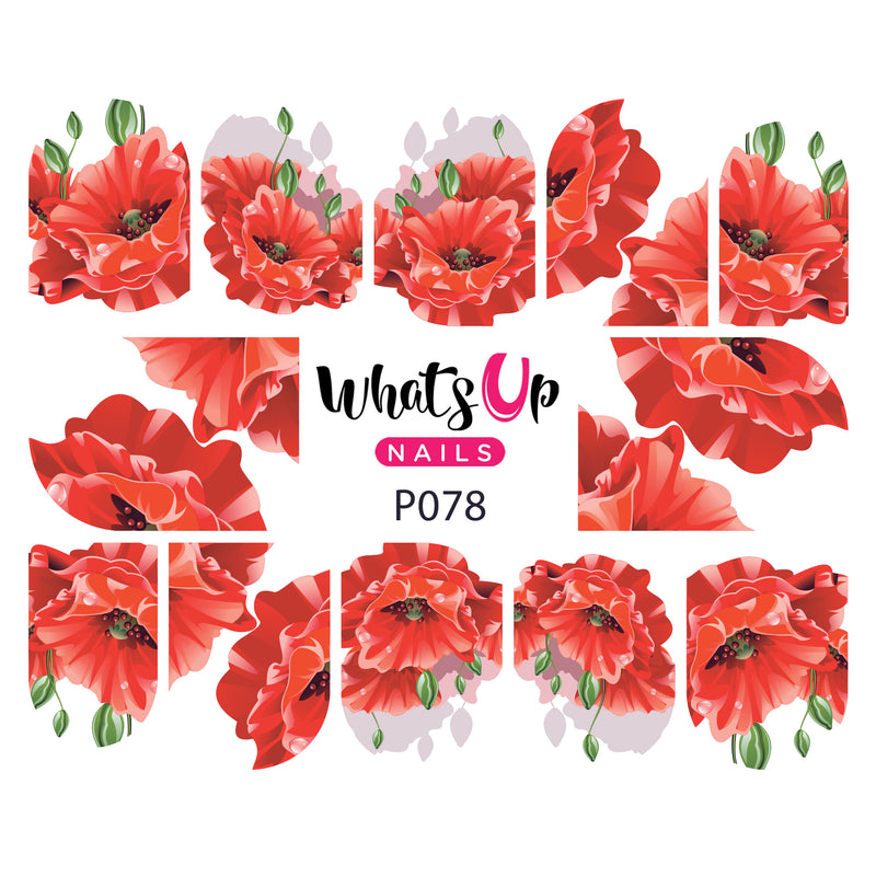 Whats Up Nails - P078 Sweet Poppy Water Decals