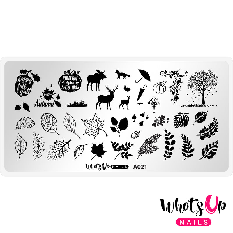 Whats Up Nails - A021 Leaf Pile Stamping Plate
