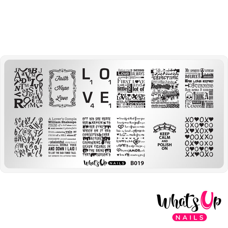 Whats Up Nails - B019 Words of Emotions Stamping Plate