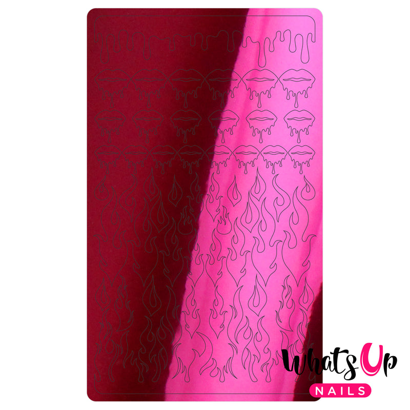 Whats Up Nails - Dripping Flames Stickers (Fuchsia) - Daily Charme Collaboration