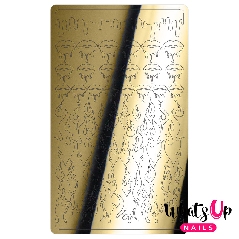 Whats Up Nails - Dripping Flames Stickers (Gold) - Daily Charme Collaboration