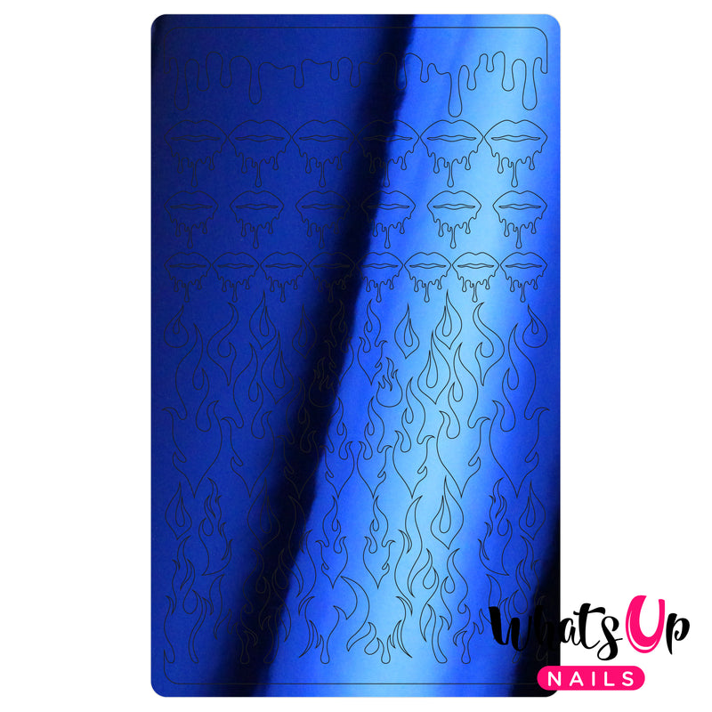 Whats Up Nails - Dripping Flames Stickers (Sapphire) - Daily Charme Collaboration