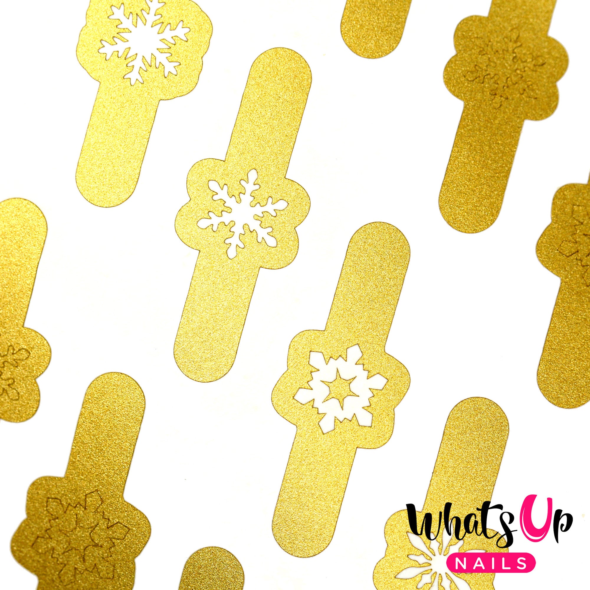 Whats Up Nails - Merry Snowflakes Gold Vinyl Stencils Nail Art Design, Size: 3