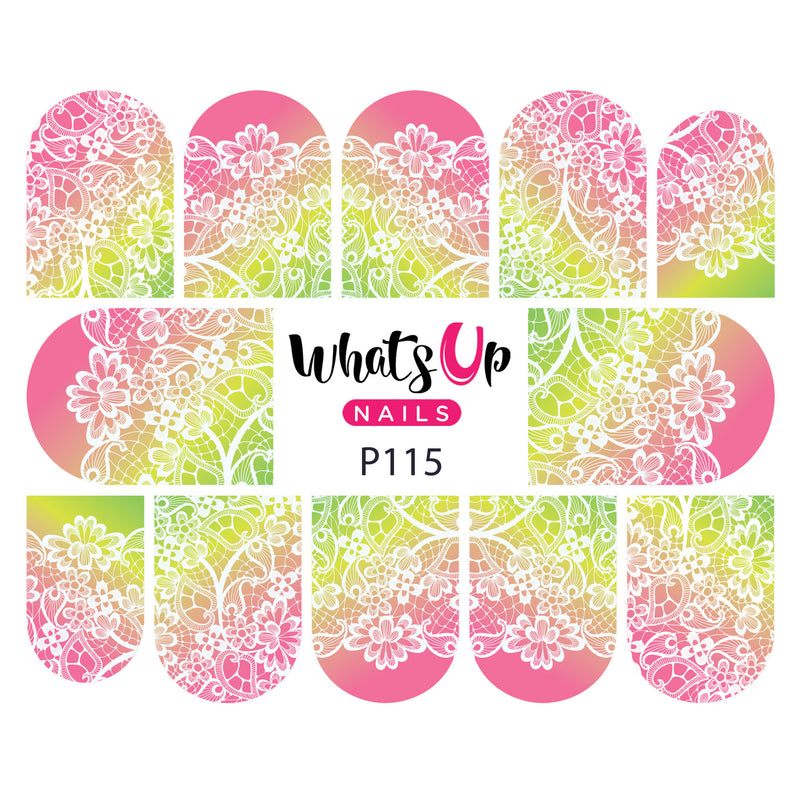 Whats Up Nails - P115 Watermelon Lace Water Decals