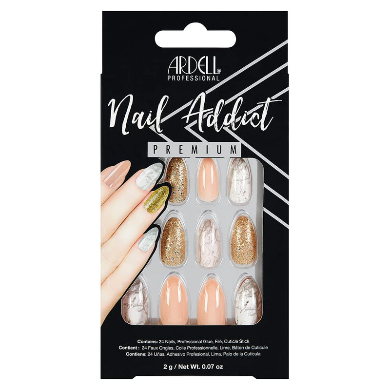 Ardell - Nail Addict Premium Pink Marble & Gold Press On Nails