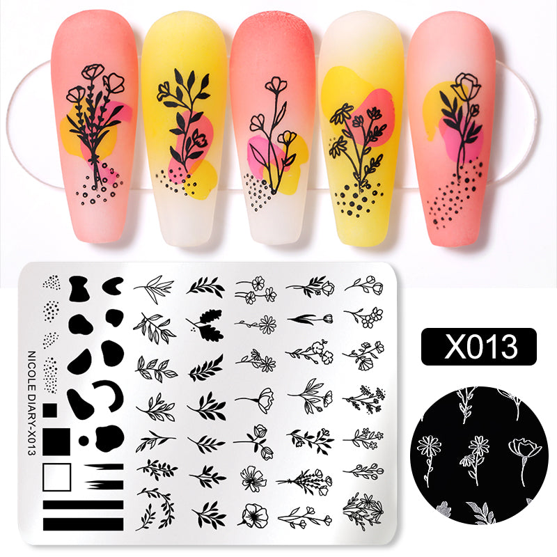 Nicole Diary - X013 Floral Highlighting Stamping Plate