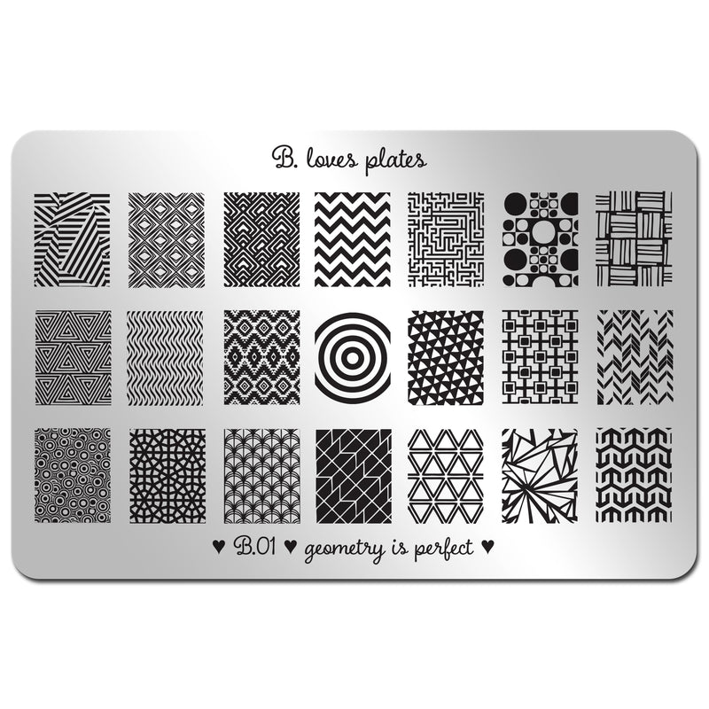 B Loves Plates - B.01 Geometry is Perfect Stamping Plate