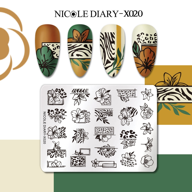Nicole Diary - X020 GeoWild Blooms Stamping Plate