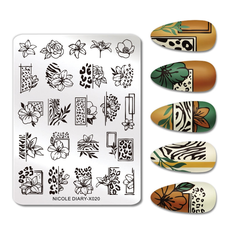 Nicole Diary - X020 GeoWild Blooms Stamping Plate