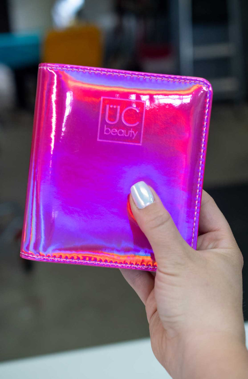 UberChic Beauty - Mini Hot Pink Holographic Storage Binder