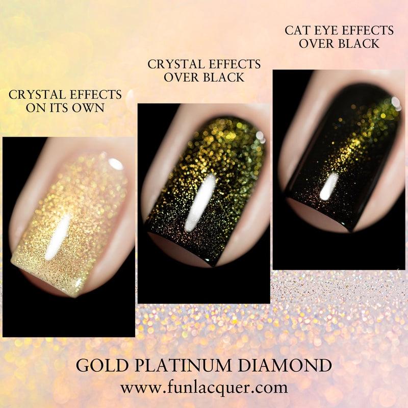 F.U.N Lacquer - Gold Platinum Diamond Nail Polish (Magnetic)