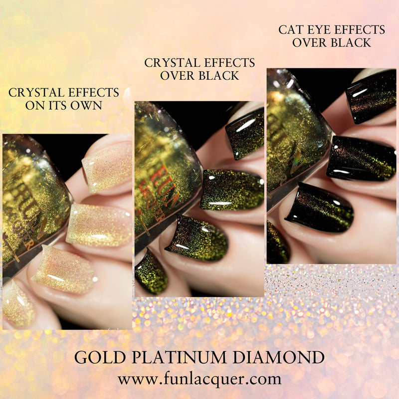 F.U.N Lacquer - Gold Platinum Diamond Nail Polish (Magnetic)