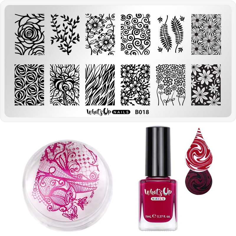 Whats Up Nails - Stamping Starter Kit (B018, Box of Whine, Magnified Stamper)