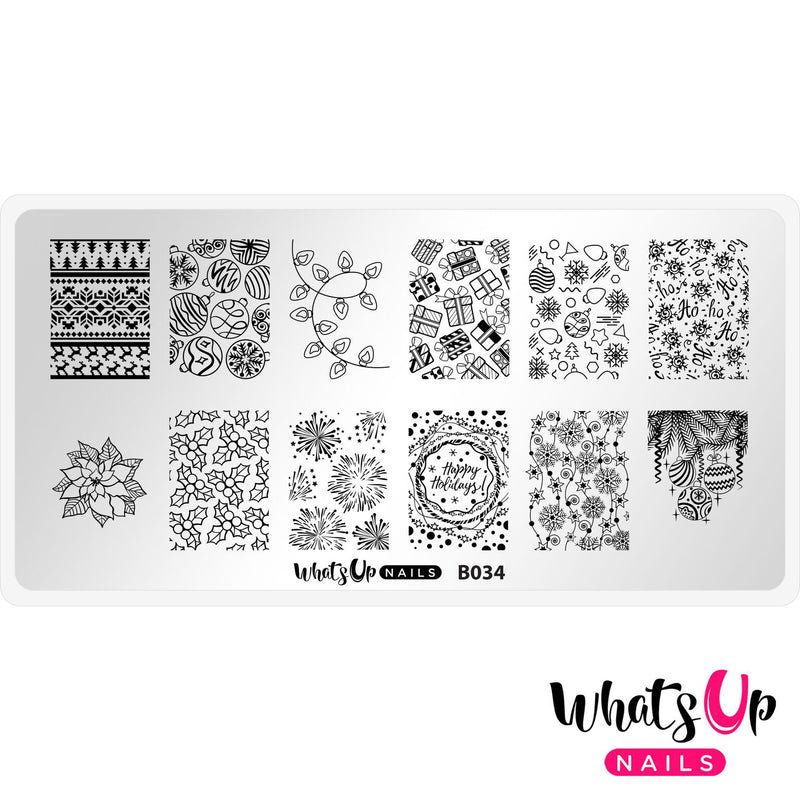 Whats Up Nails - B034 Deck the Nails Stamping Plate