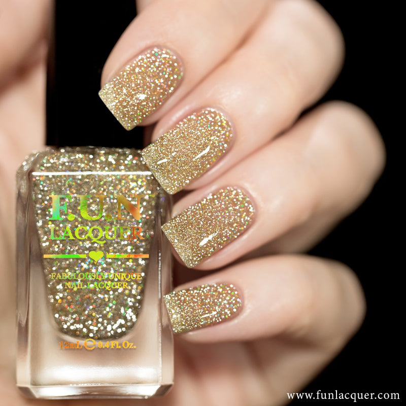 [Preorder, Ships Early Nov] F.U.N Lacquer - Flash Gold Diamond Dust Nail Polish (Flash Reflective)
