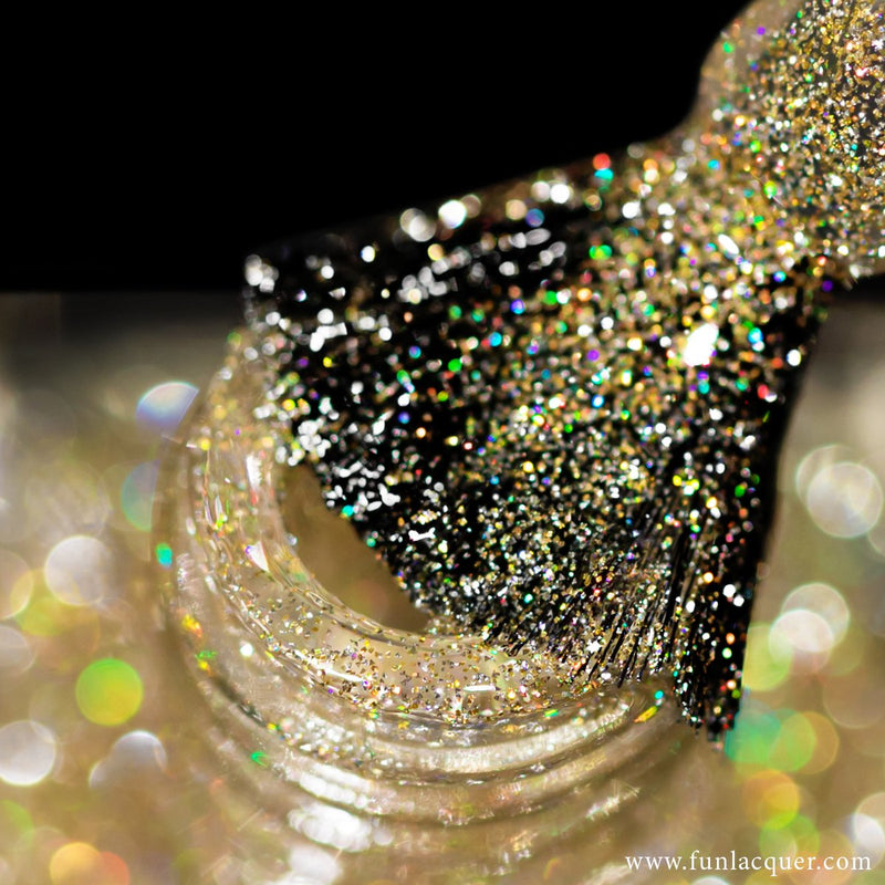 [Preorder, Ships Early Nov] F.U.N Lacquer - Flash Gold Diamond Dust Nail Polish (Flash Reflective)