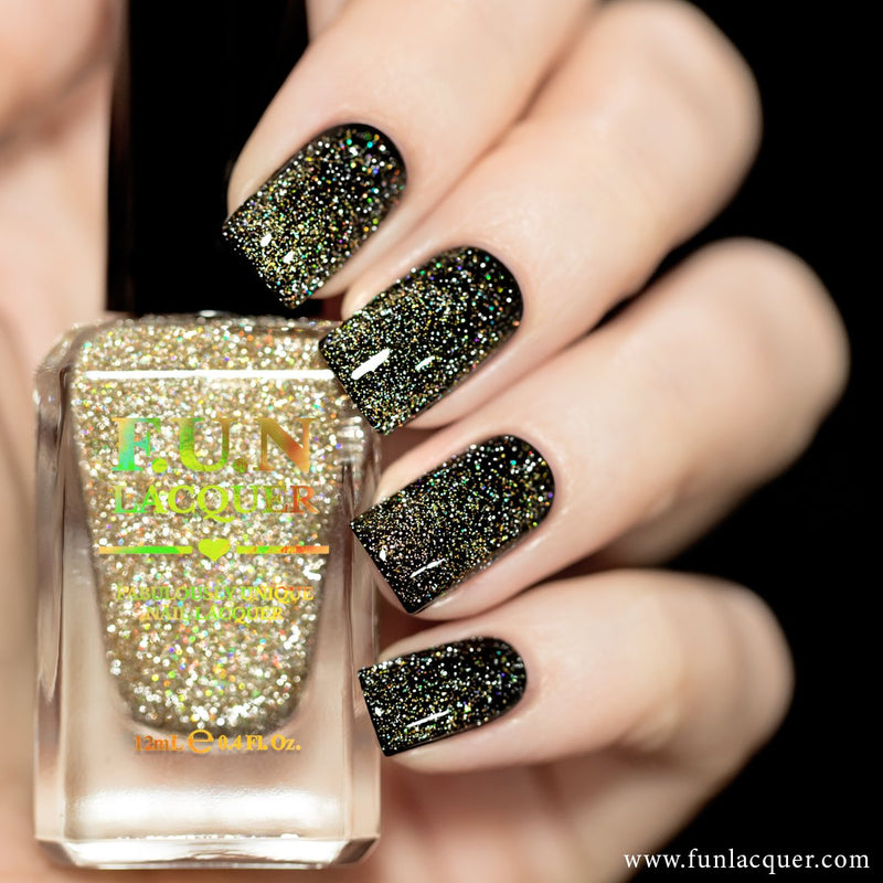 [Preorder, Ships Early Nov] F.U.N Lacquer - Flash Gold Diamond Dust Nail Polish (Flash Reflective)