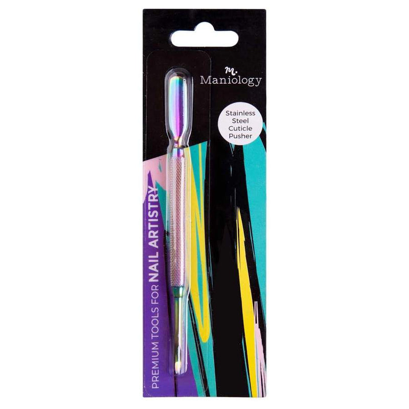Maniology - 2-in-1 Double-Sided Stainless Steel Cuticle Pusher - Iridescent Rainbow Finish