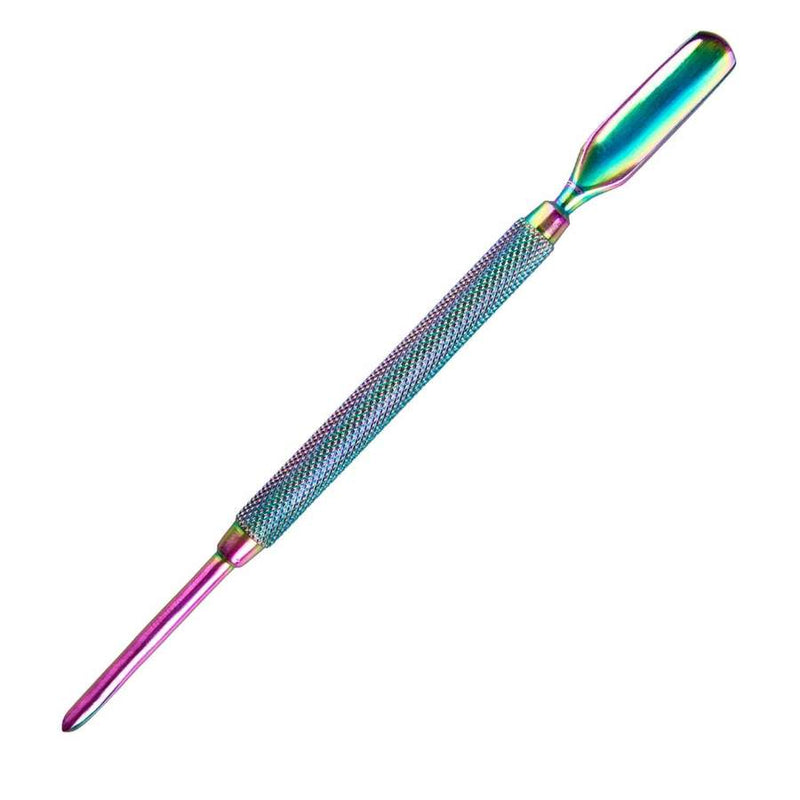 Maniology - 2-in-1 Double-Sided Stainless Steel Cuticle Pusher - Iridescent Rainbow Finish