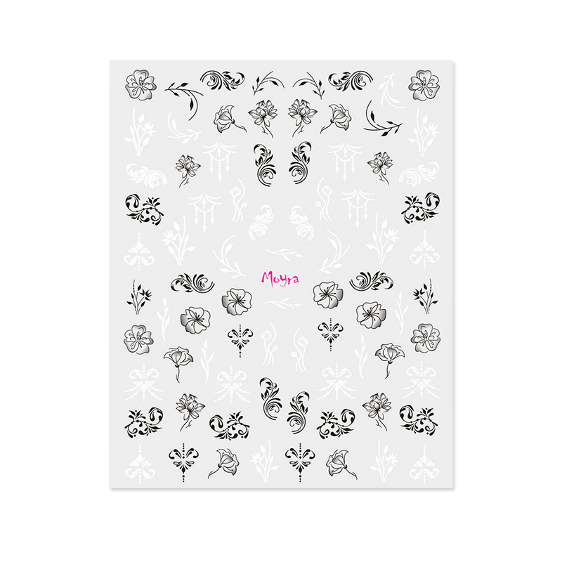 Moyra - Floral Embellishments No. 13 Nail Stickers (Black/White)