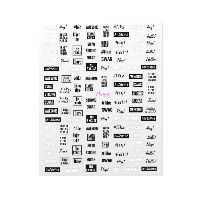 Moyra - Words No. 11 Nail Stickers (Black/White)