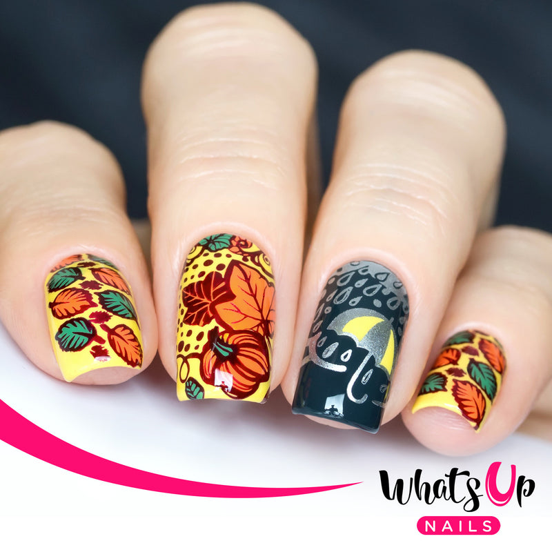 Whats Up Nails - A011 Leaves Are Fall-ing Stamping Plate (Discontinued)