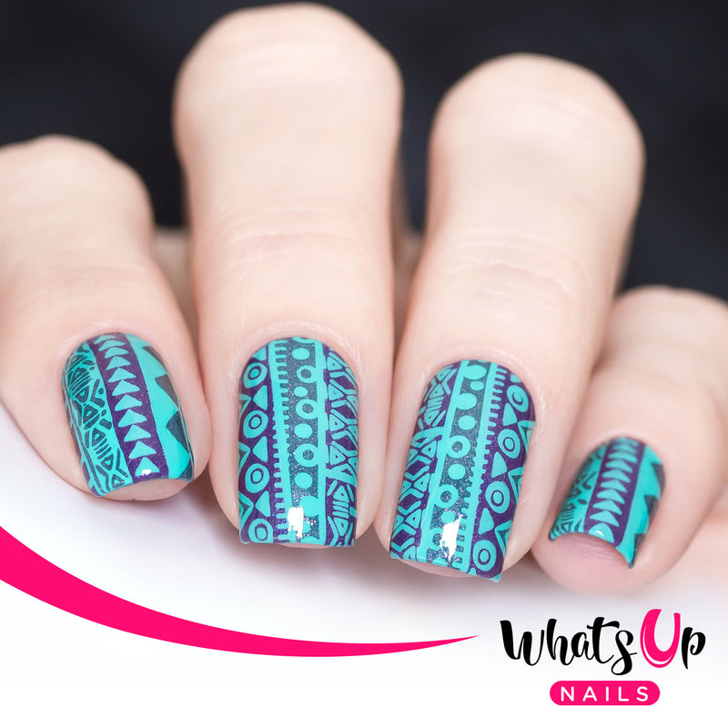 Whats Up Nails - A017 Tribal Feather Stamping Plate
