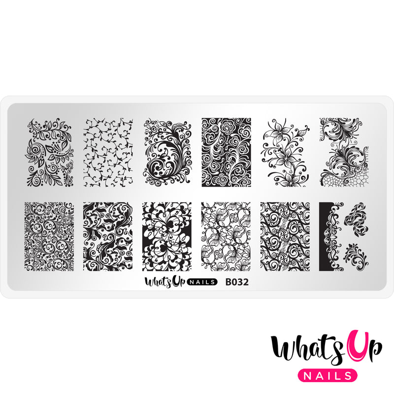 Whats Up Nails - B032 Floral Swirls Stamping Plate