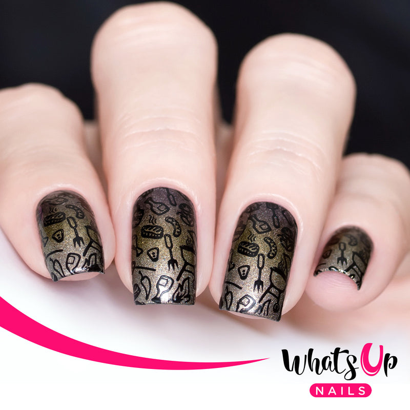 Whats Up Nails - July 4th Stamping Starter Kit (B043, Box of Whine, Jay for a Day, Blanc My Mind, Magnified)