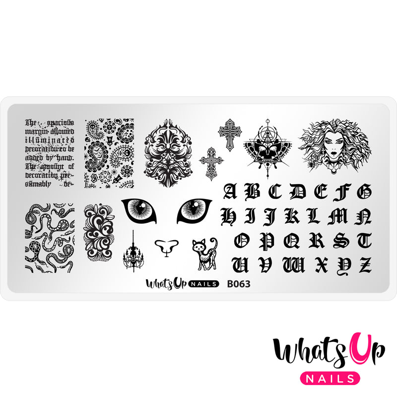 Whats Up Nails - B063 Goth is the New Black Stamping Plate