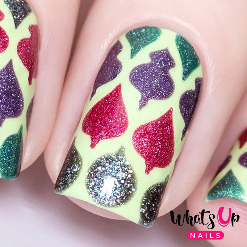 Whats Up Nails - Christmas Bulbs Stencils