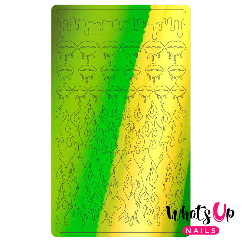 Whats Up Nails - Dripping Flames Stickers (Lime) - Daily Charme Collaboration