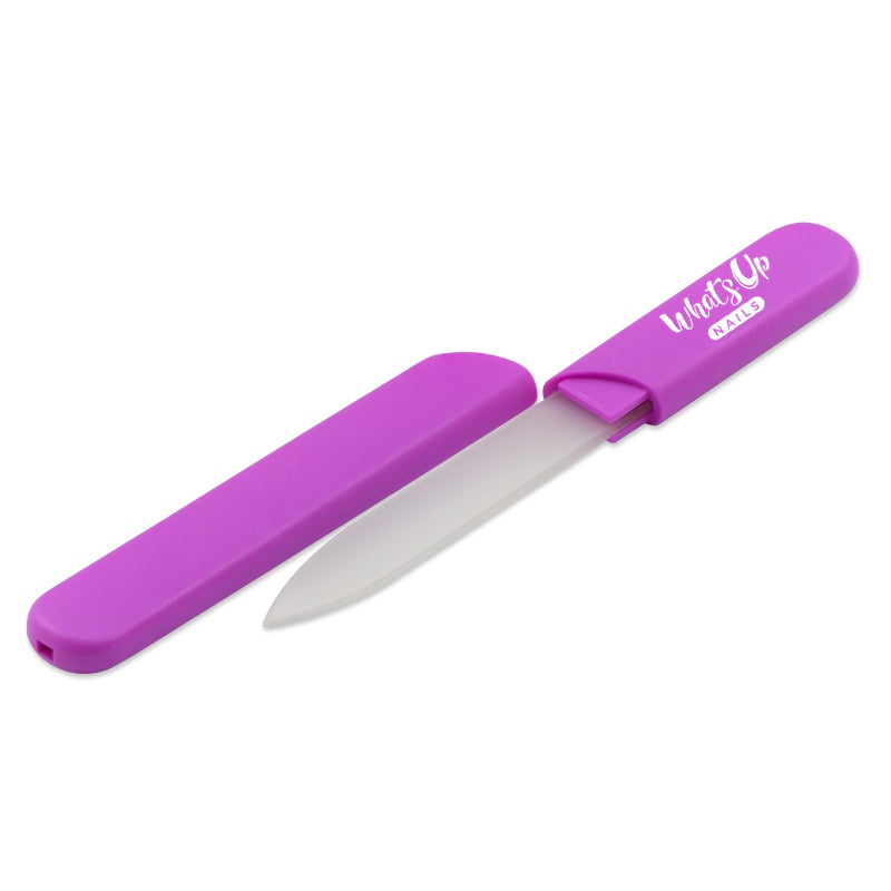 Whats Up Nails - Glass Nail File in Purple Hard Case With White Logo