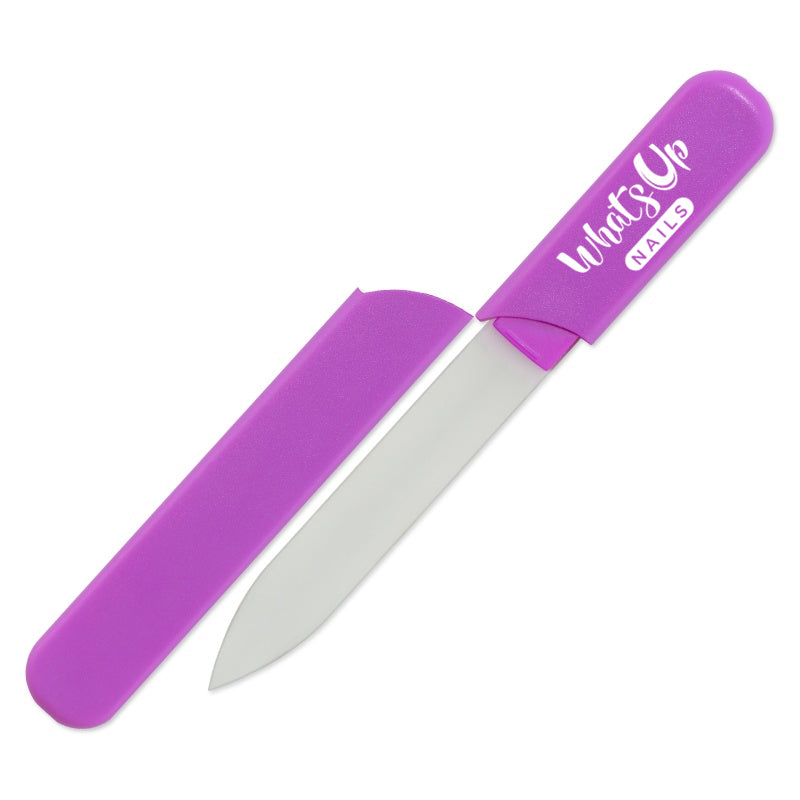 Whats Up Nails - Glass Nail File in Purple Hard Case With White Logo