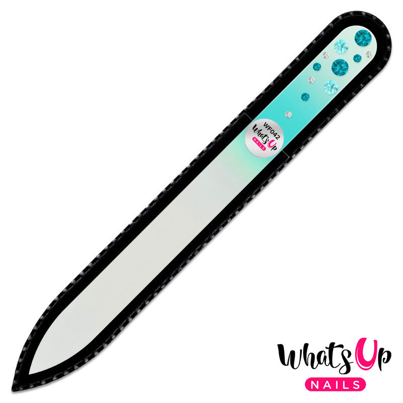 Whats Up Nails - Glass Nail File Waterfall Color Blue Zircon