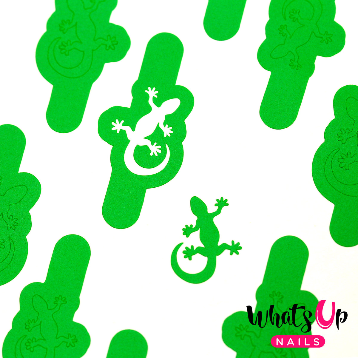 Playful Lop‑Sided Green Stencil Nails