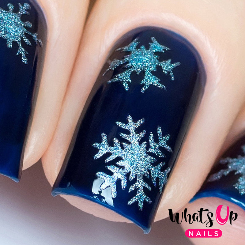 Whats Up Nails - Merry Snowflakes Stencils, Silver
