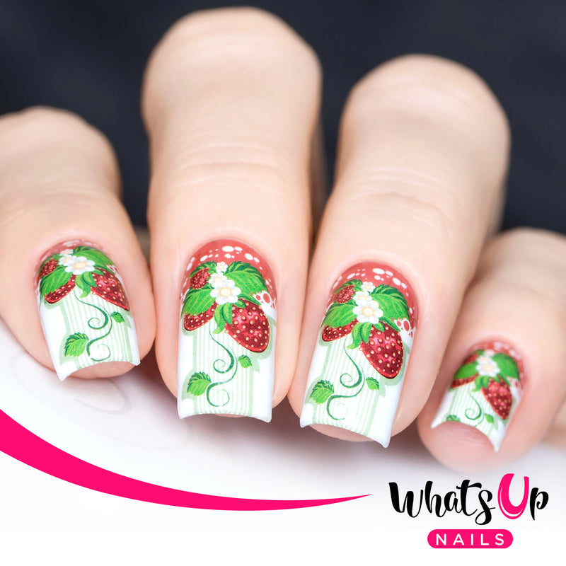 Whats Up Nails - P001 Strawberry Fancy, White Water Decals