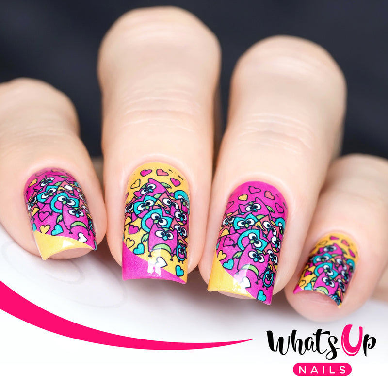 Whats Up Nails - P003 Hoot Do You Love, Pink Water Decals