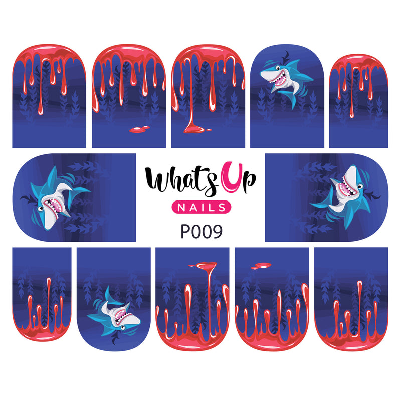 Whats Up Nails - P009 Shark Attack Water Decals
