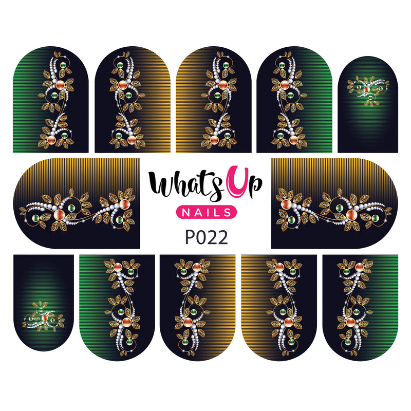 Whats Up Nails - P022 Jeweled Vines Water Decals