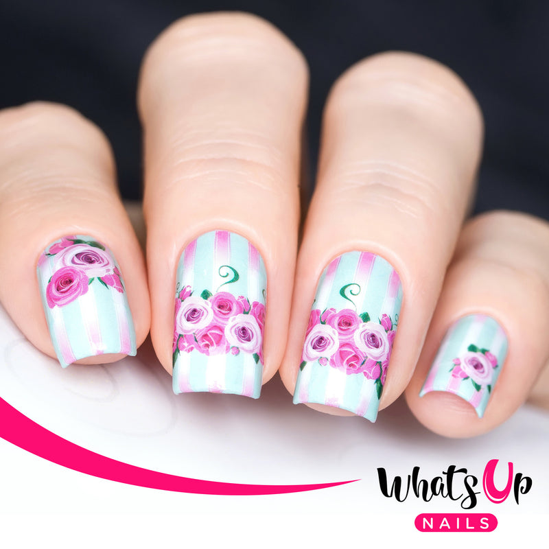 Whats Up Nails - P027 Pink Roses in Bloom Water Decals