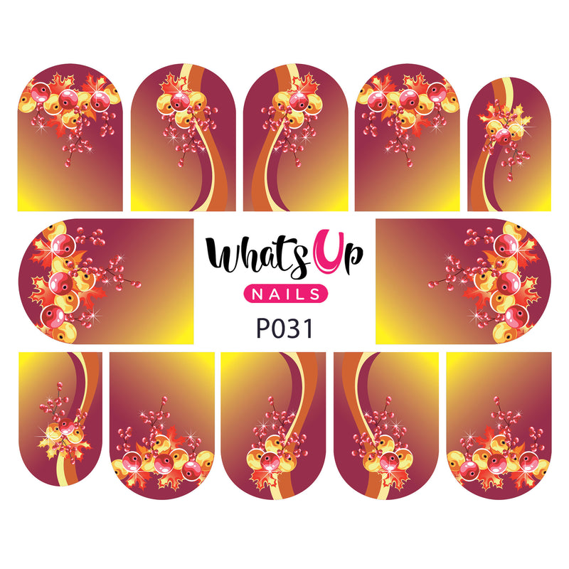 Whats Up Nails - P031 Holly Frenzy Water Decals