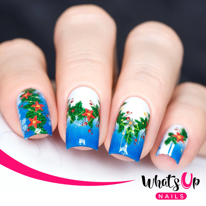 Whats Up Nails - P047 Poinsettia Garland Water Decals