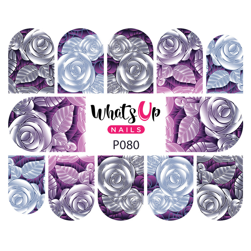 Whats Up Nails - P080 Edgy Roses Water Decals