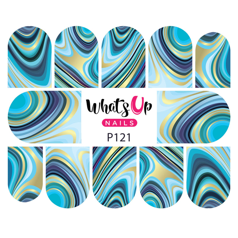 Whats Up Nails - P121 Marbled Like the Sea Water Decals